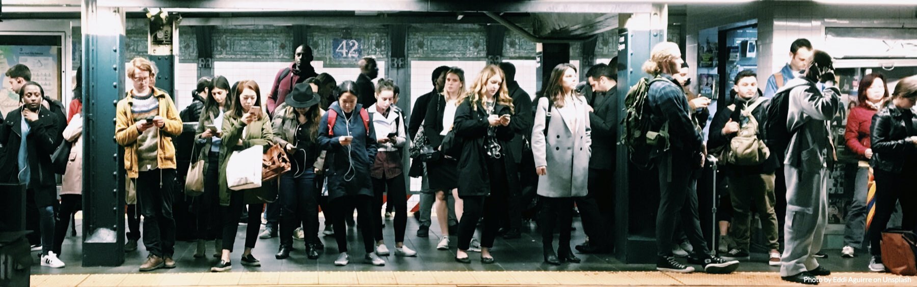 New Yorkers on subway platform